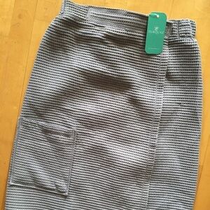 Body Spa Wrap, Knee-Length, Velcro, Waffle Knit, Pockets, Gray, S/M